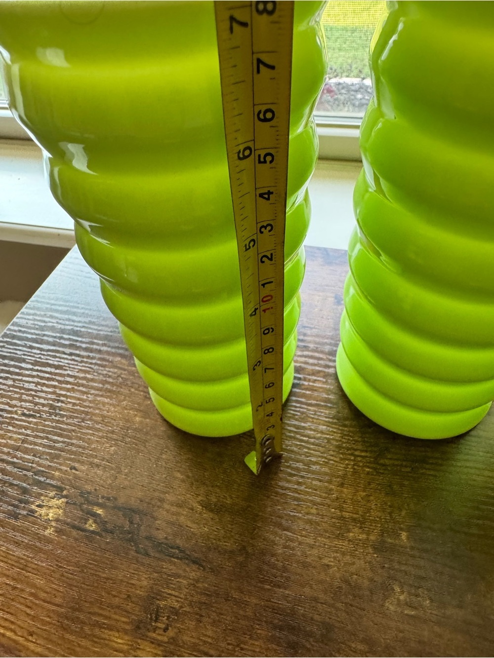 Set of 4 Vibrant Lime Green Wavy Ribbed Melamine Tumblers / Glasses - Picture 2 of 5
